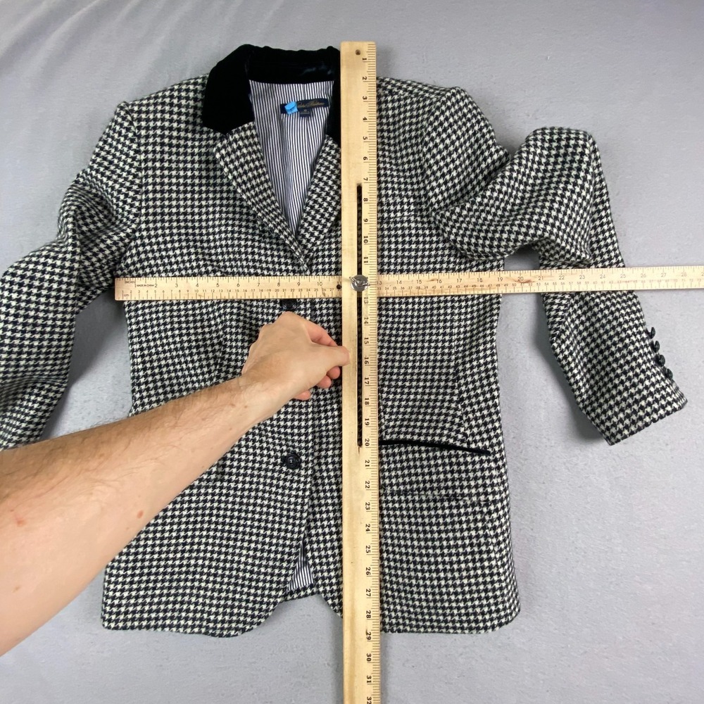 Brooks Brothers Womens blazer 10 houndstooth Wool Black White Moon England - Picture 13 of 16